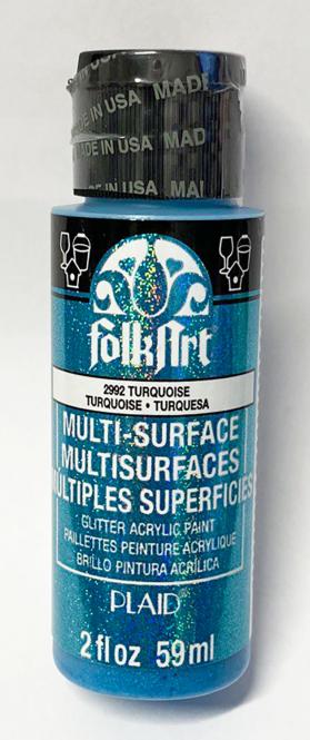 FolkArt Multi-Surface Turquoise Glitter-Acrylfarbe 59ml 